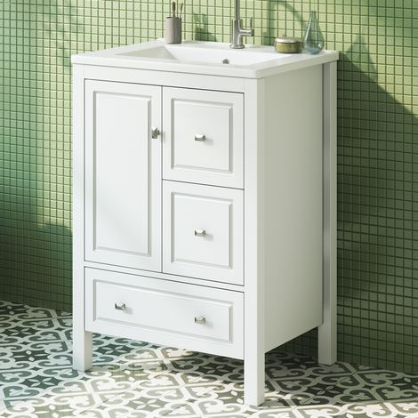 Mueble baño con lavabo cerámico y 3 cajones 62 cm OKMYHOME (1/5)