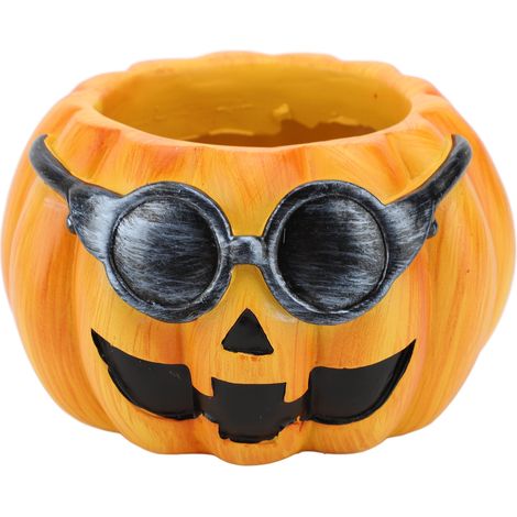 Pot de fleurs citrouille en résine pour plantes succulentes, joli pot de fleurs en forme de citrouille, vase citrouille orange pour plantes d'intérieur et d'extérieur (1/5)