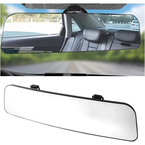 Rétroviseur Intérieur Panoramique, Miroir Incurvé Anti-éblouissement Pour Réduire Efficacement L'angle Mort de Voiture (Blanc) (1/5)