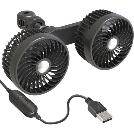 Ventilateur électrique de voiture, ventilateur arrière général pour siège automobile, vitesse réglable, rotation à 360°, pour rafraîchissement intérieur de voiture. (1/5)