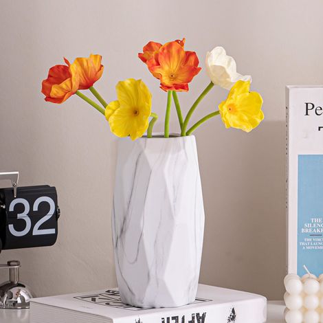 20 cm Vase Conique en Céramique Blanche pour Pampas, Moderne Haut Vase Decoratif pour Centre de Table Deco (1/3)
