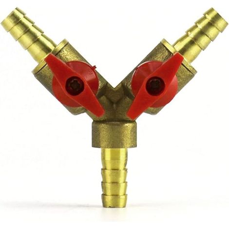 Connecteur de Tuyau 3 Voies séparateur, Alliage de Laiton et de Zinc, 8 mm Valve à Bille pour Eau, Huile et gaz pour arrosage de Jardin(1 pièce)
