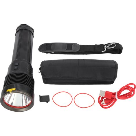 Lampe torche XHP70 LED puissante étanche, rechargeable USB, lampe de chasse et lampe de travail (1/5)