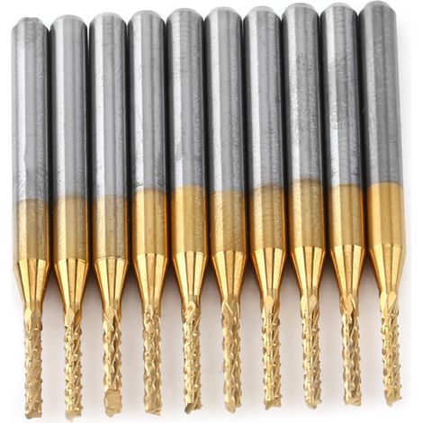 10 fraises à graver PCB CNC 1,5 mm queue 1/8" revêtement tungstène pour défonçage précis lot de 10 (1/5)