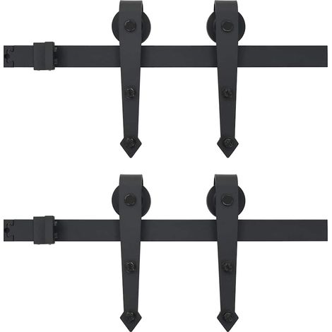 Maison Exclusive - Kit di Binari per Porte Scorrevoli 2x183 cm in Acciaio Nero (1/5)