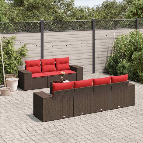 8-teiliges Gartensofa-Set mit Kissen, braun, Polyrattan (1/5)
