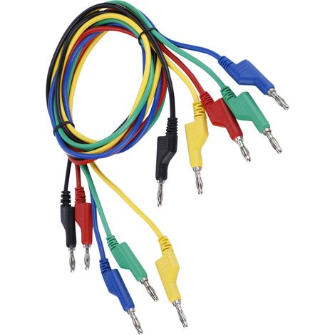 Lot de 5 cordons de test haute tension P1036 à double embout de 1 m avec fiches bananes de 4 mm pour multimètre (1/5)