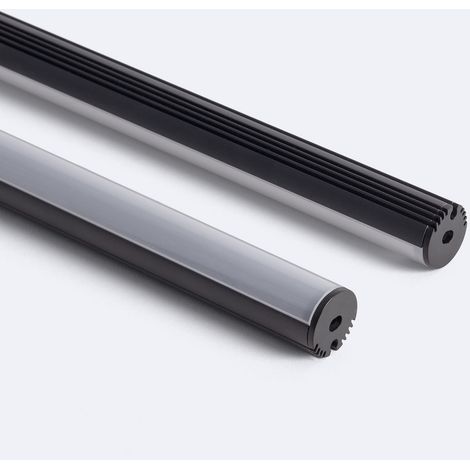 Aluminiumprofil Hängend Rund für LED Streifen bis 11 mm Schwarz 2 m Halbtransparent