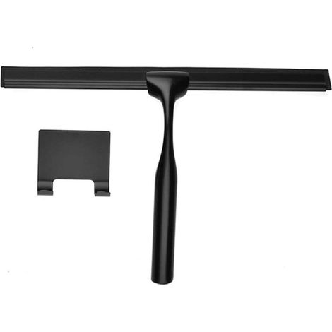 YMYNY Raclette de douche en acier inoxydable pour salle de bain avec crochet à ventouse pour fenêtre, miroir de salle de bain, fenêtre de voiture, porte de douche (noir)