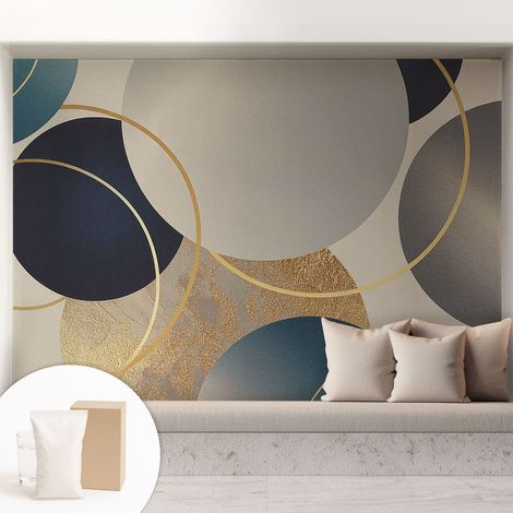 Tapete Vliestapete mit Kleber - Wanddekoration - Wandfolie - 3D Tapete Wand - Wohnungsdeko Kreative Kreise 208x146 cm (1/5)