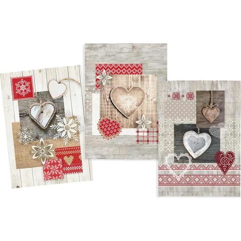 Lot de 3 Torchons en Coton Sergé - coeurs (1/4)