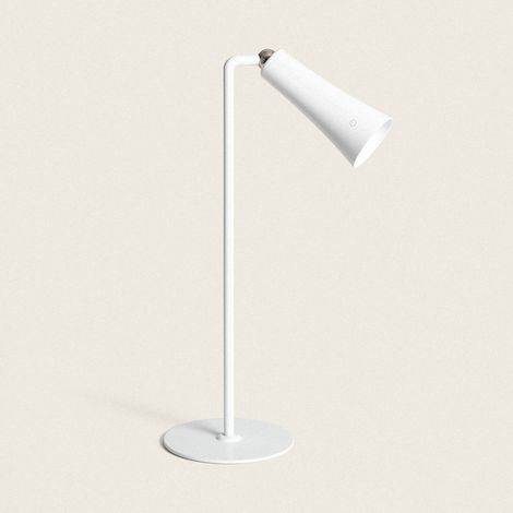 Lampada da Tavolo LED 3W Portatile Metallo con Batteria USB Ricaricabile Bysta Bianco