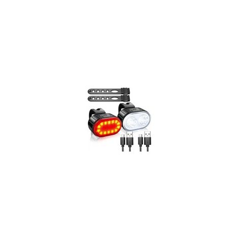 Schwarzes LED-Fahrradbeleuchtungsset (1/5)