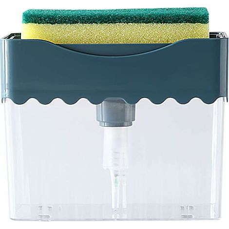 Distributeur de savon 2 en 1 double couche pour éponge - Distributeur automatique de liquide non toxique pour la cuisine - Avec porte-éponge - Distributeur de savon (1/5)