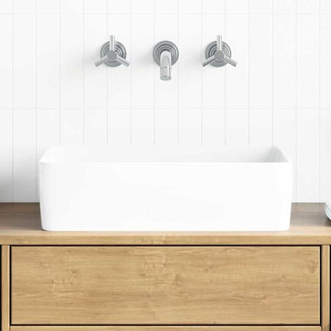 vidaXL Lavabo blanc 48x37x13 cm céramique rectangle (1/5)