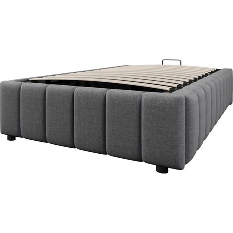 Letto imbottito 90 x 200 cm con contenitore idraulico, senza testiera, grigio (1/5)