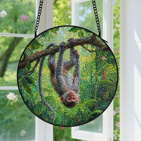 Suspension en vitrail - Attrape-soleil artistique pour fenêtre, décoration minimaliste, cadeau Fête des Mères, Anniversaire pour femme, homme 15 cm (1/5)