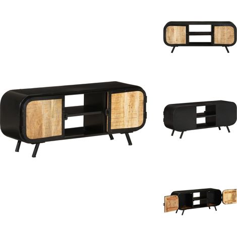 TV-Schrank 110x30x45 cm Raues Mangoholz - Industrieller TV-Schrank - Mangoholz Schrank - TV Stand - Regal Mit Schubladen - Wohnzimmerschrank (1/5)