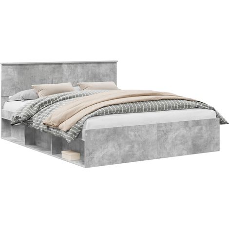 Maison Exclusive - Bettrahmen mit Kopfteil Beton 160 x 200 cm Mas