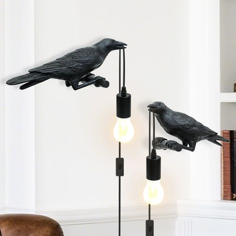 Applique Murale Intérieure Lot de 2,Lampe en Forme d'Oiseau,Lampe Murale Animal avec Interrupteur,luminaire Mural Interieur Résine Décoratives pour Maison,Douille E14 (1/5)