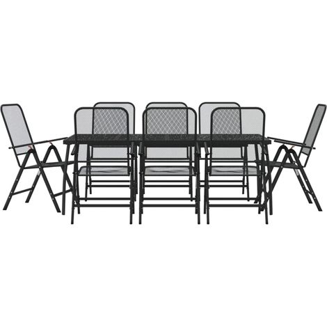 Maison Exclusive - 9-tlg. Garten-Essgruppe Anthrazit Streckgitter