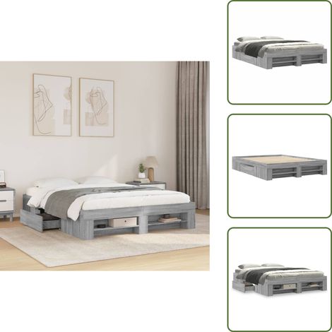 Cadre de lit sans matelas sonoma gris 150x200 cm - Cadre De Lit - Cadres De Lit - Meubles De Chambre À Coucher - Lit (1/5)
