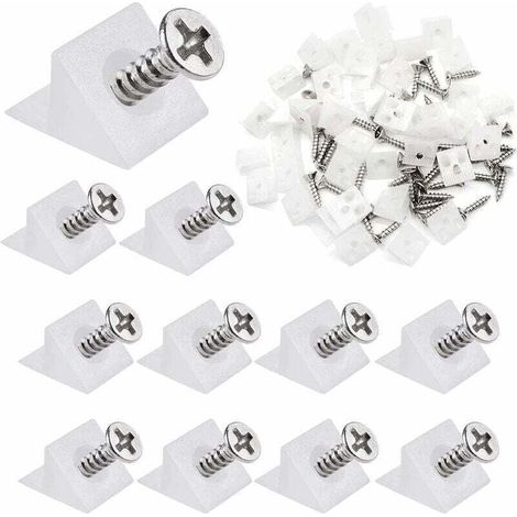 80 Pièces Cales de Réparation, Renfort Tiroir Équerre, Stabilisateurs de Tiroir, Cale Plastique D'Angle avec Vis, pour Armoires, Tiroirs ( Blanc ) (1/4)