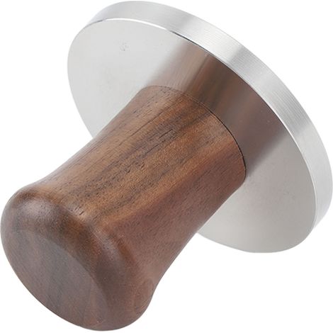 Tasseur à café avec manche en bois, en acier inoxydable, avec base plate amovible et marteau à café moulu, idéal pour la maison, les commerces et comme cadeau (53 mm / 2,09 pouces).