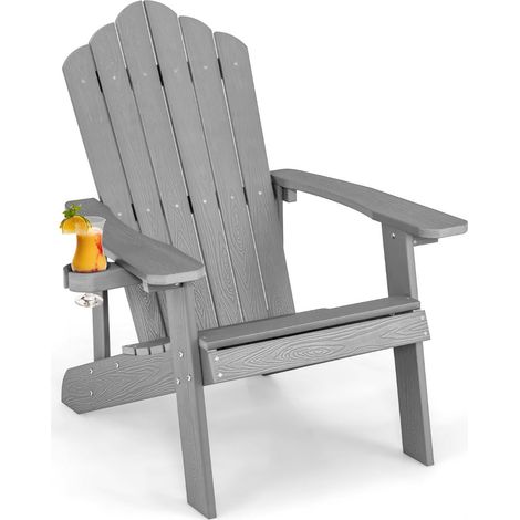 Silla de jardín Adirondack 85 x 77 x 94 cm cómoda y ergonómica de estilo contemporáneo en gris 200019583