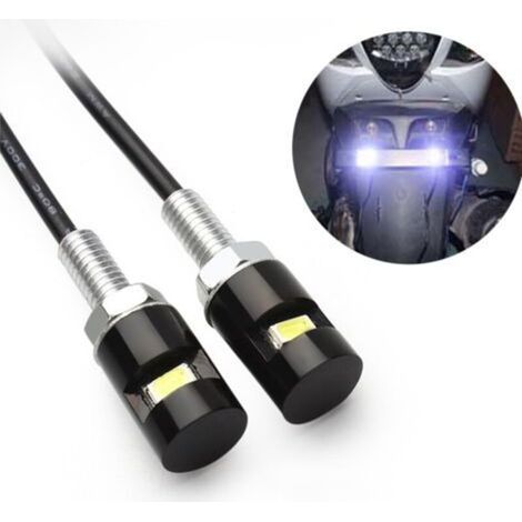 2-Pack License Plate Lights, Screw-on License Tag Light, 12V White LED Bulb, Waterproof/Rainproof, Black Aluminum Light Bracket, Legal for Car, Motorcycle, Truck, Camper