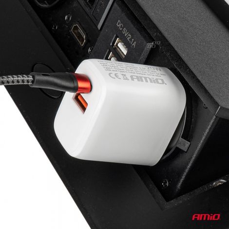 Chargeur rapide PRO-09 USB + USB-C 20 W 230 V amio-02935 (1/4)