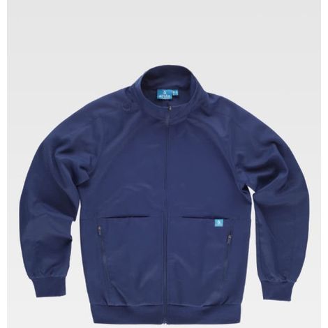 Chaqueta de cuello alto en tejido de microfibra elástico bidireccional B9135 WORKTEAM M Marino