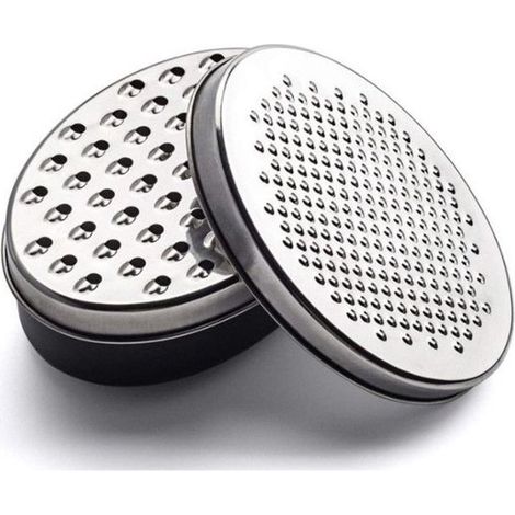 Grattugia per formaggio con contenitore di raccolta, 2 in 1, acciaio inox, argento, modello 1. (1/2)