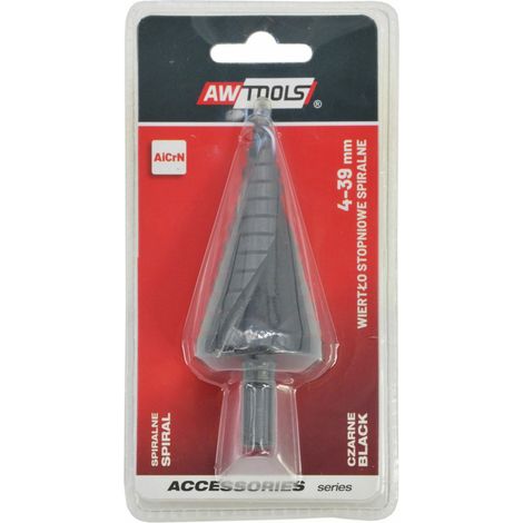 AWTOOLS WIERTŁO STOPNIOWE SPIRALNE/ 4-39mm/ AICrN/ CZARNE