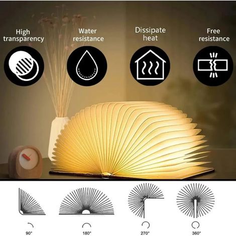 Lampada da lettura pieghevole a LED, luce ambientale a LED, luce bianca calda ricaricabile tramite USB, lampada da scrivania, luce notturna, lampada da comodino