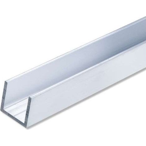 U carré aluminium brut 1m x 1.95cm x 1.95cm – Finition rainurée – Pour chantiers humides et espaces confinés – Alfer