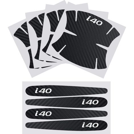 (Convient pour i40, Noir et blanc) Autocollants texturés en fibre de carbone pour poignées de porte de voiture, accessoires auto compatibles avec Hyundai i10, i20, i40, Creta, Equus, Ioniq, ix25, ix55 (1/4)