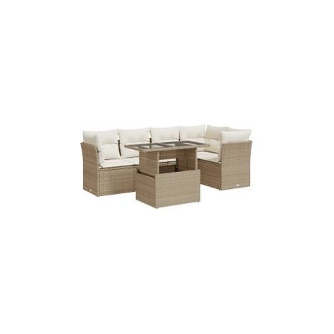 Salon de jardin avec coussins 6 pcs beige résine tressée (1/5)