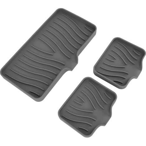 Porte-savon de cuisine en silicone gris, avec déflecteur d'évier et porte-éponge pour salle de bain et toilettes. (1/5)
