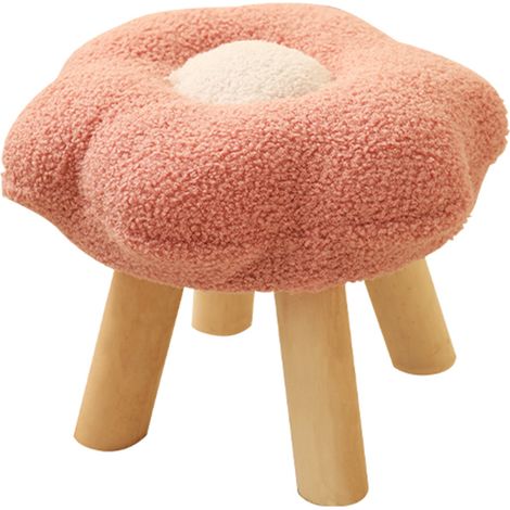 Tabouret Petit Pied Mignon Tournesol Velours Doux Haute Résilience Bois pour Salon Chambre Rose (1/5)