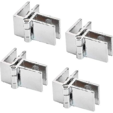 Charnière pliante en verre et acier inoxydable, charnière de verrouillage de porte, lot de 4, argentée -ayane-AquaForge (1/2)