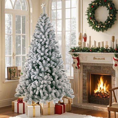 Sapin de Noël Artificiel, Sapin Enneigé avec 1006 Pointes, 46 Branches, 180 cm, 100 % PVC, avec Support en Métal, Densité Réaliste (1/4)