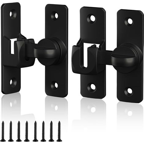 pares de pestillos para puertas, cerraduras de 90°/180°, cerraduras de aluminio para puertas correderas, cerraduras para puertas correderas con 8 tornillos, color negro, para puertas, ventanas y armar (1/5)