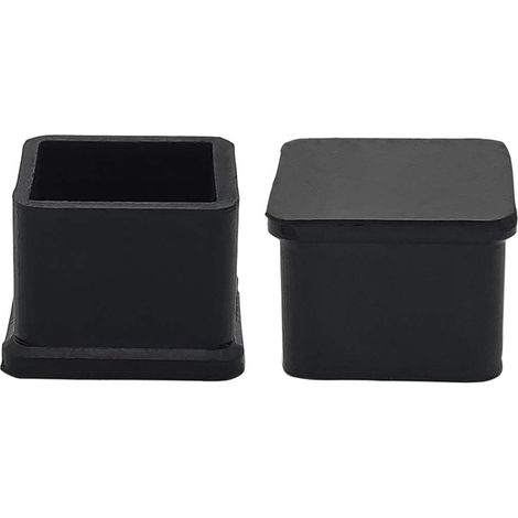 Lot de 4 embouts carrés caoutchouc antidérapant 30x30 mm pour pieds de chaise et table - Noir - Protection sol et meuble (1/5)