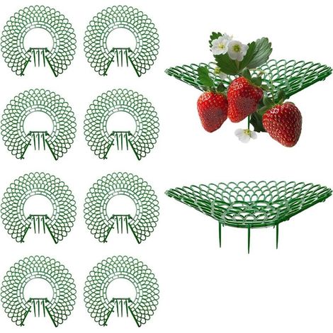 Lot de 10 supports pour fraisiers, jardinières amovibles en plastique, supports de plantation avec pieds fixes, bonne aération, adaptés aux fraises et aux tomates. (1/5)