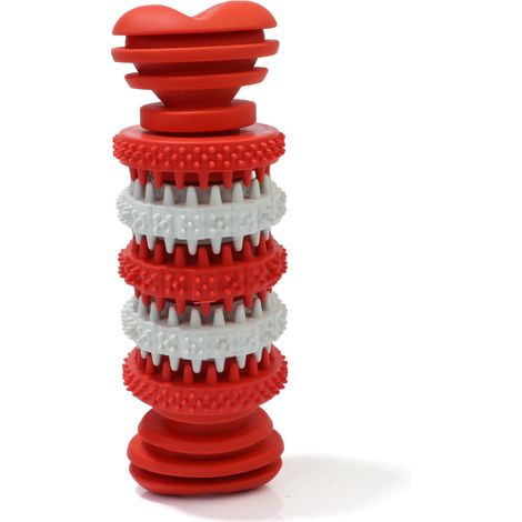 Rotes 11 x 5 cm großes, knochenbrechendes Hundespielzeug, Zahnpflegespielzeug