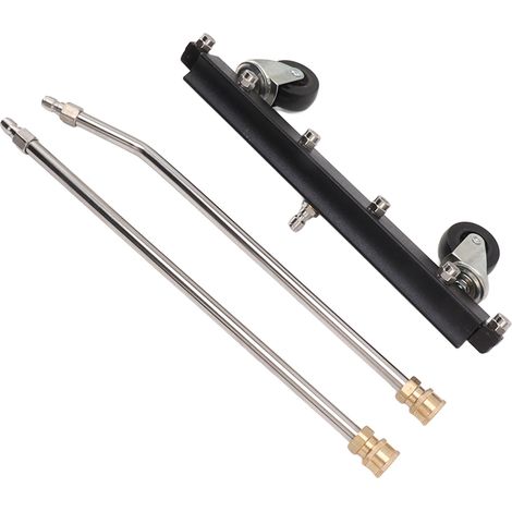 Nettoyeur de soubassement pour voiture, 6 buses, 2 rallonges, brosse à eau pivotante, roues orientables, 4000 psi, noir, arroseur de sol (1/5)