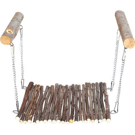 Hamac d'été pour animaux de compagnie, balançoire suspendue en bois de pommier, jouet pour cage, barre de maintien pour lapin, hamster, chinchilla (1/5)