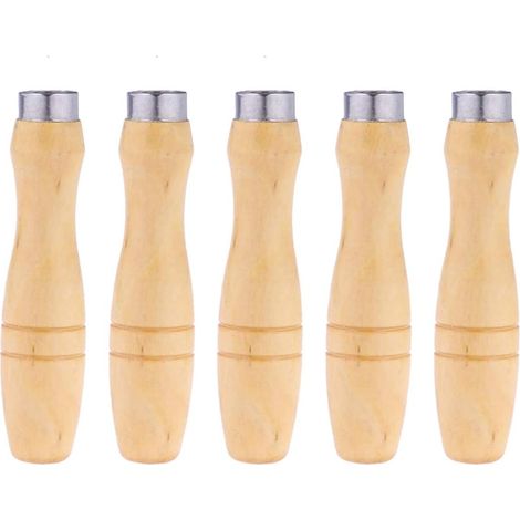 5 Pièces Poignées en Bois Ergonomiques pour Lime Métallique Résistance aux Chocs et Meilleure Prise en Main, Adaptées aux Tournevis et Outils de Coupe (1/5)