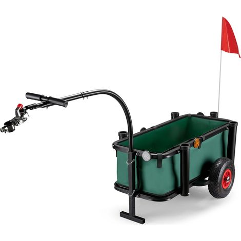 Wiltec Angelwagen mit Tasche, Angel Trolley bis 50 kg, Transportkarre mit 60 l Volumen, Bollerwagen mit Luftreifen, Transportwagen aus Stahl, auch als Lastenanhänger fürs Fahrrad